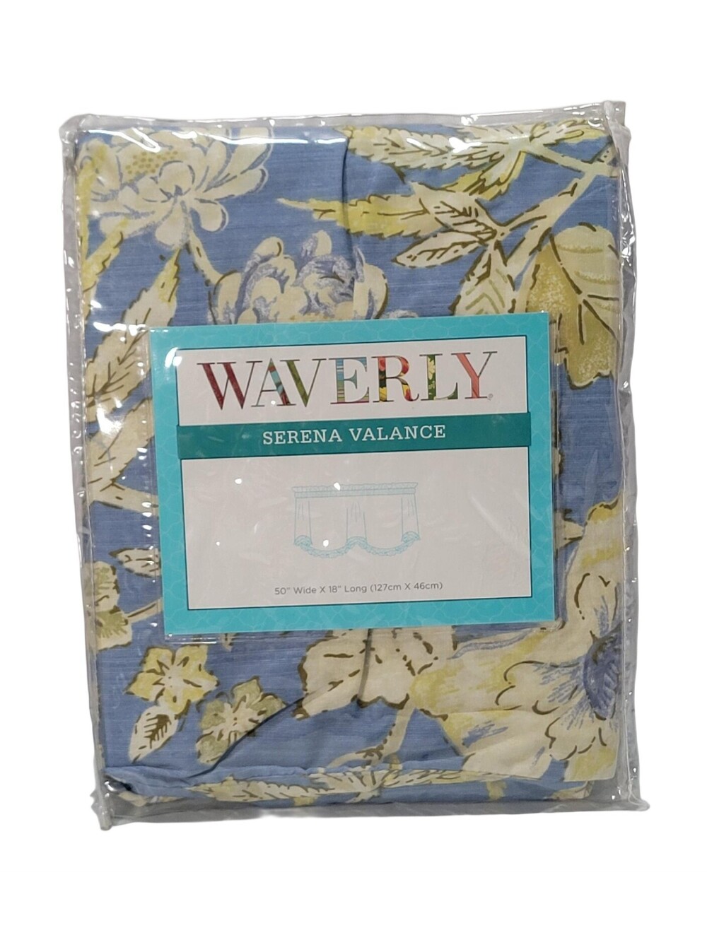 Waverly Augustine Chambray Serena Valance 50” X 18” Blue Floral